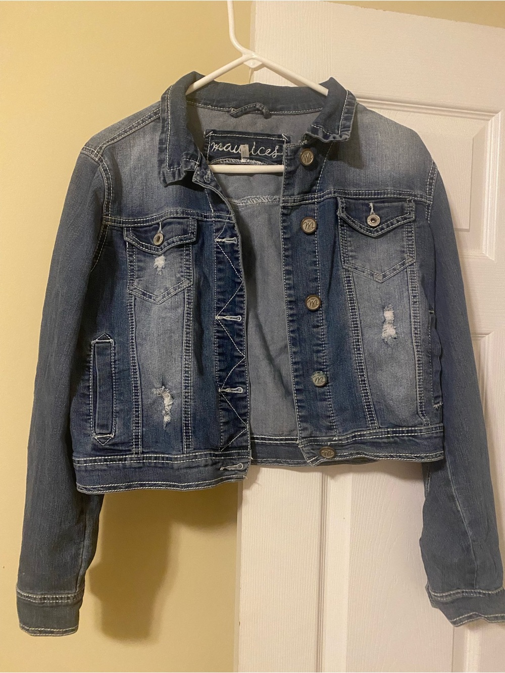 Maurices Girls Blue Distressed Denim Jacket